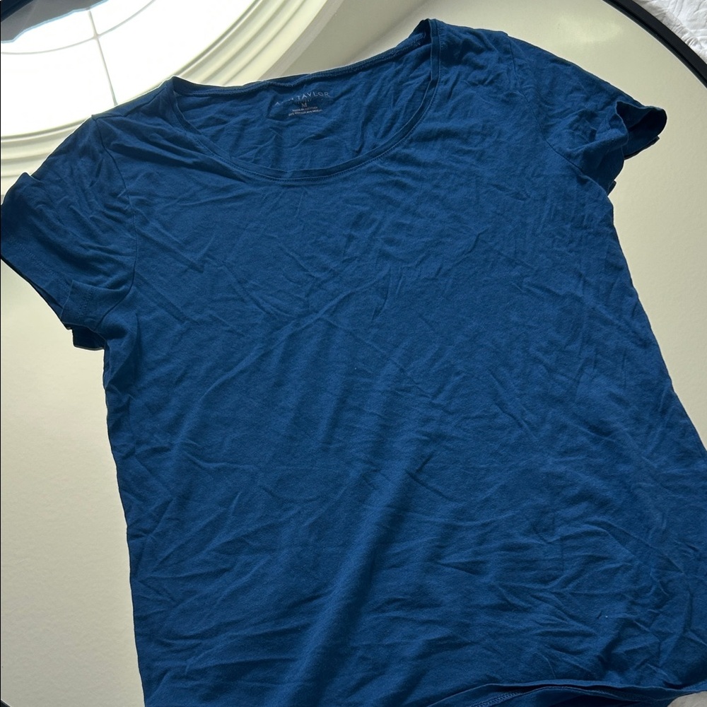 Ann Taylor Factory Deep Blue Short Sleeve Tee